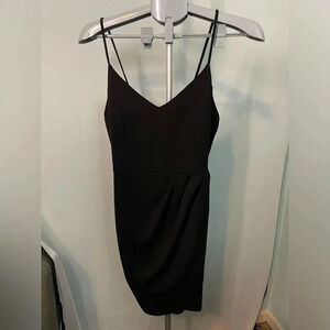 Lulus Dress Womens L Forever Your Girl Black Bodycon Mini Tulip Front straps B12